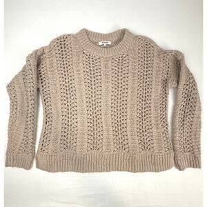 Madewell Windemere Pointelle Beige Alpaca Wool Chunky Crew Sweater Womens Medium